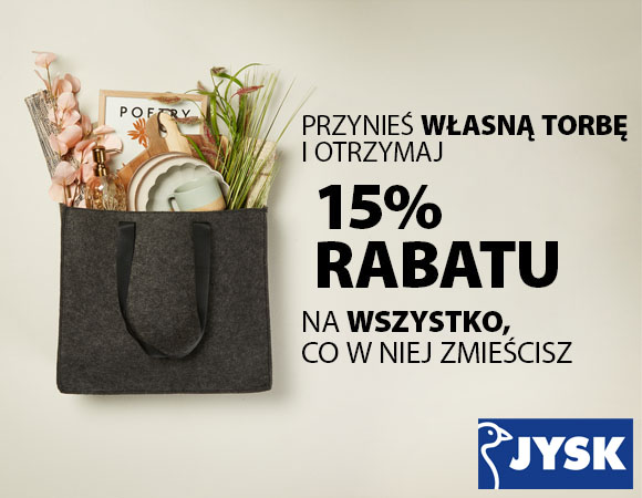 Przynieś własną torbę i otrzymaj 15% rabatu na wszystko, co w niej zmieścisz.