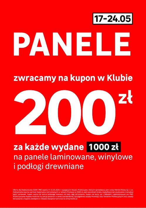 Kupon 200 zł za każde wydane 1000 zł na panele!