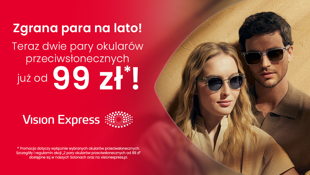 Vision Express – Dwie pary okularów przeciwsłonecznych już od 99 zł.