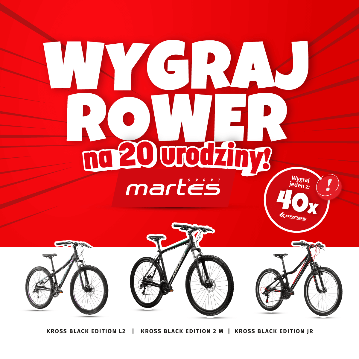 Wygraj rower z okazji 20. urodzin MARTES SPORT! Do zgarnięcia aż 40 rowerów marki KROSS!