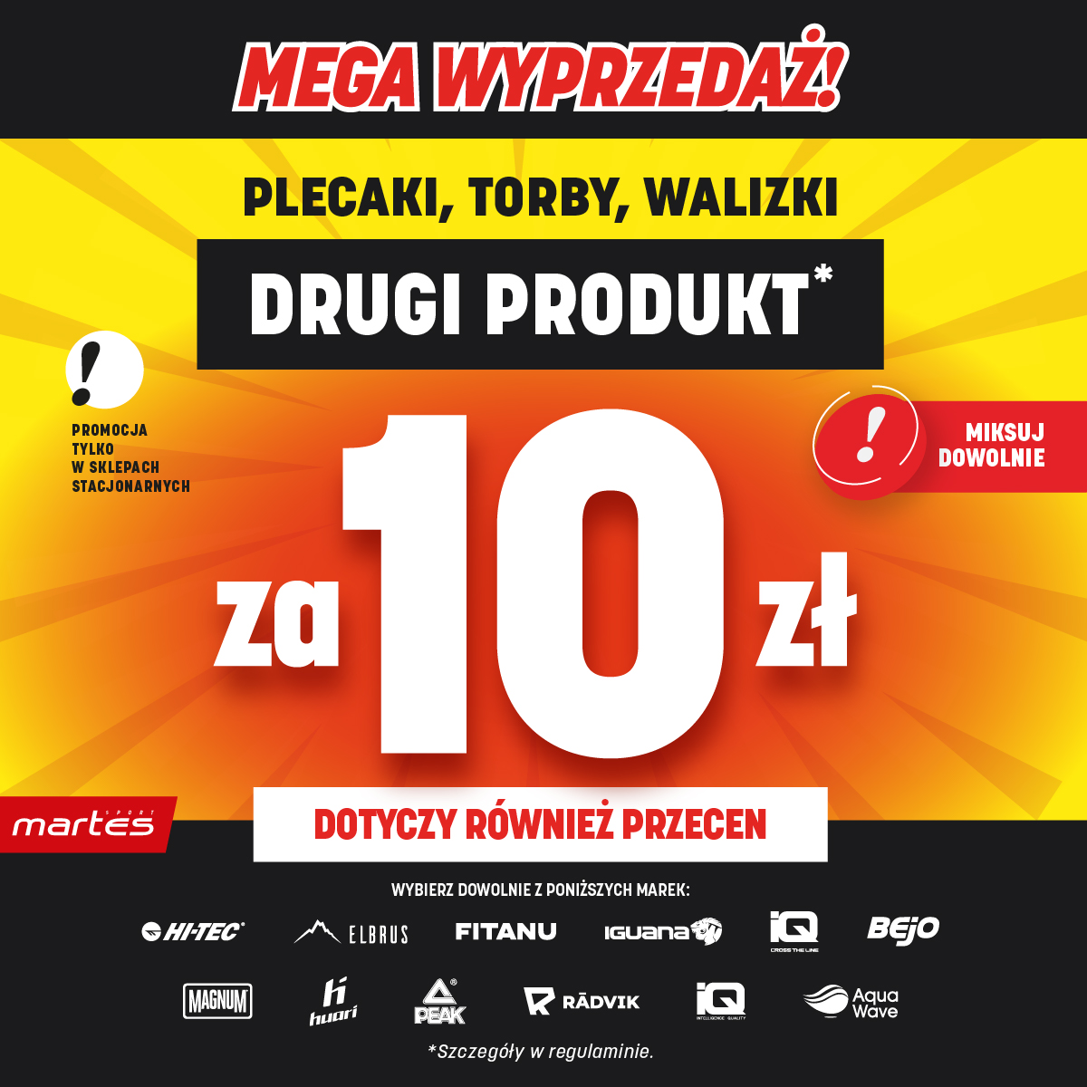 MEGA WYPRZEDAŻ W MARTES SPORT! DRUGI PRODUKT ZA 10 ZŁ!*