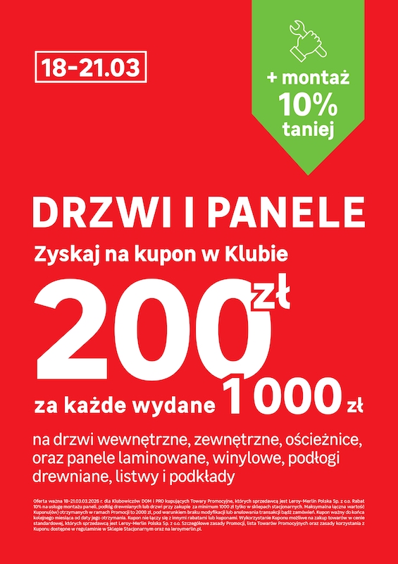 200 zł za każdy 1000 zł na wybrane kategorie w Leroy Merlin!