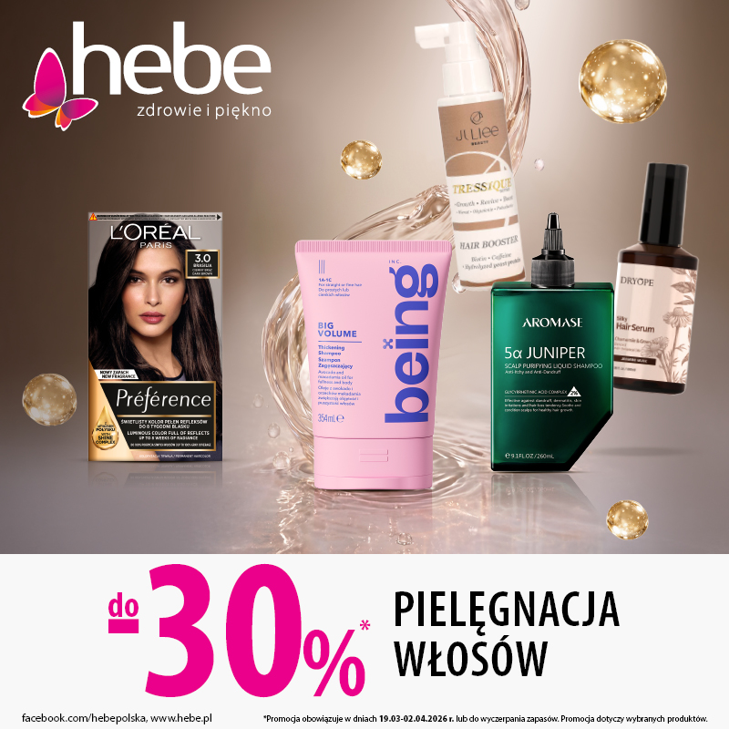 PIELĘGNACJA WŁOSÓW DO -30% w HEBE!