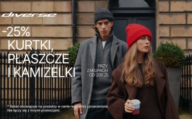 -25% na kurtki, płaszcze i kamizelki w Diverse!