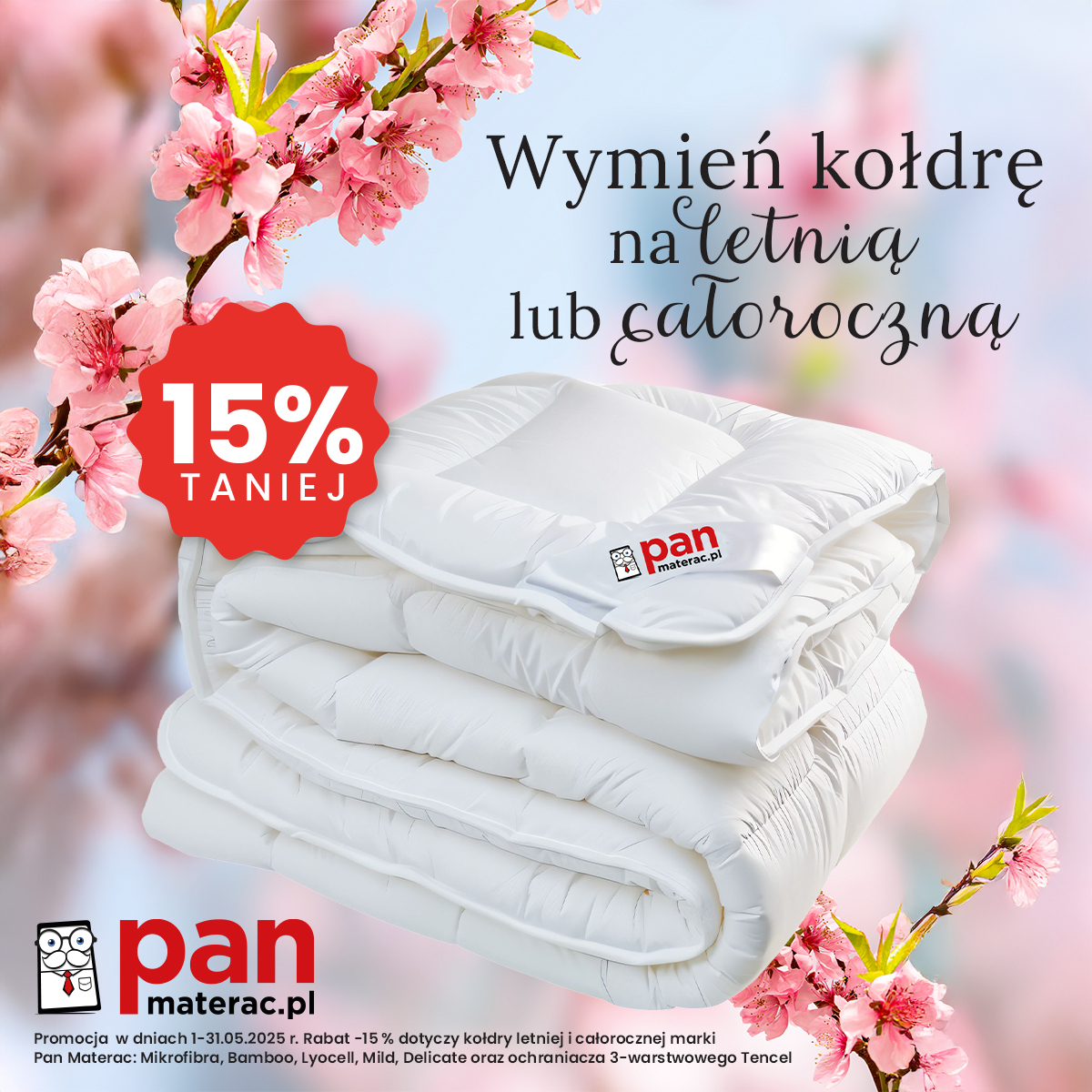 Kołdra letnia lub całoroczna 15% taniej!
