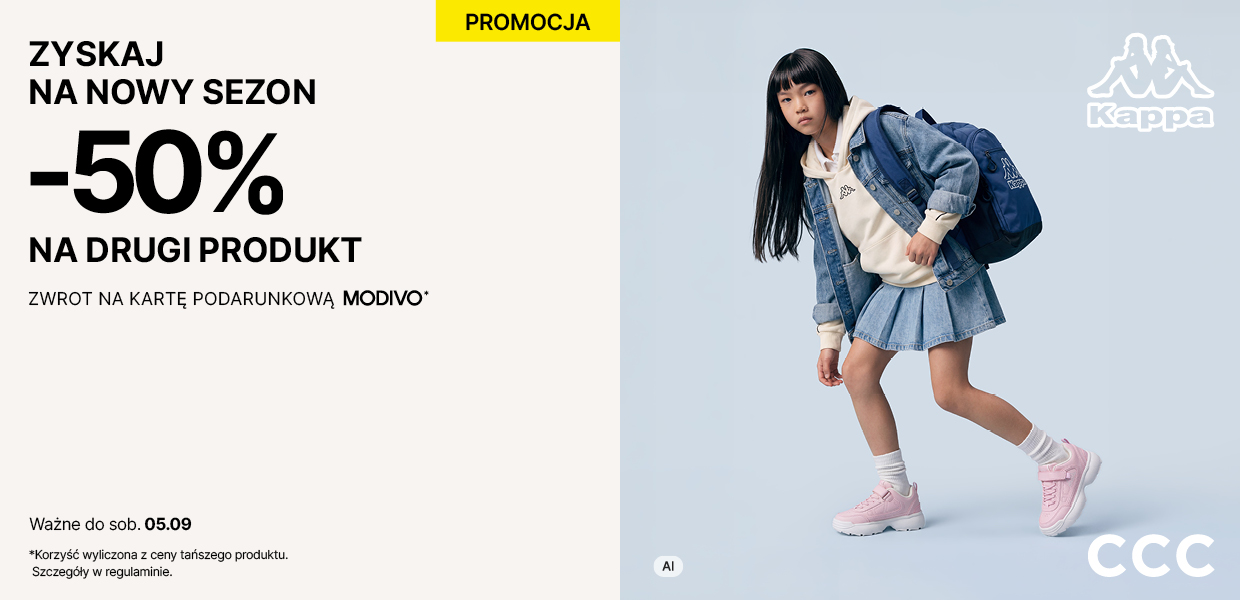 Teraz w CCC -50% na drugi tańszy produkt ze zwrotem na Kartę Podarunkową MODIVO!