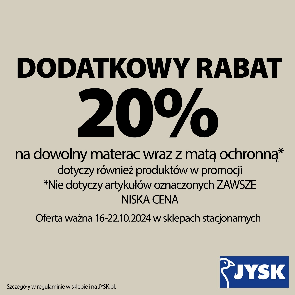 Dodatkowy rabat 20% na dowolny materac wraz z matą ochronną
