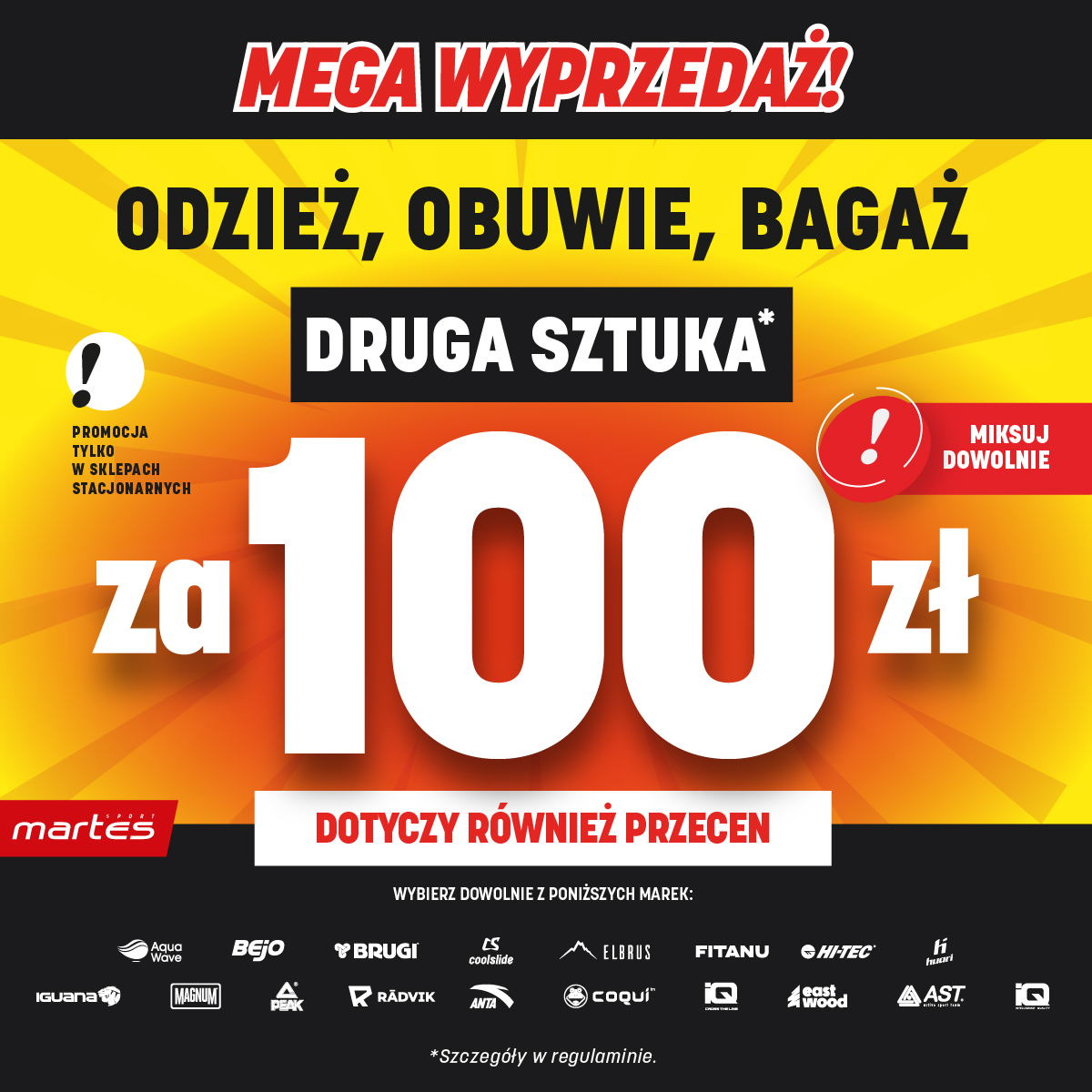 MEGA WYPRZEDAŻ NA ODZIEŻ, OBUWIE, BAGAŻ – DRUGA SZTUKA ZA 100 ZŁ!