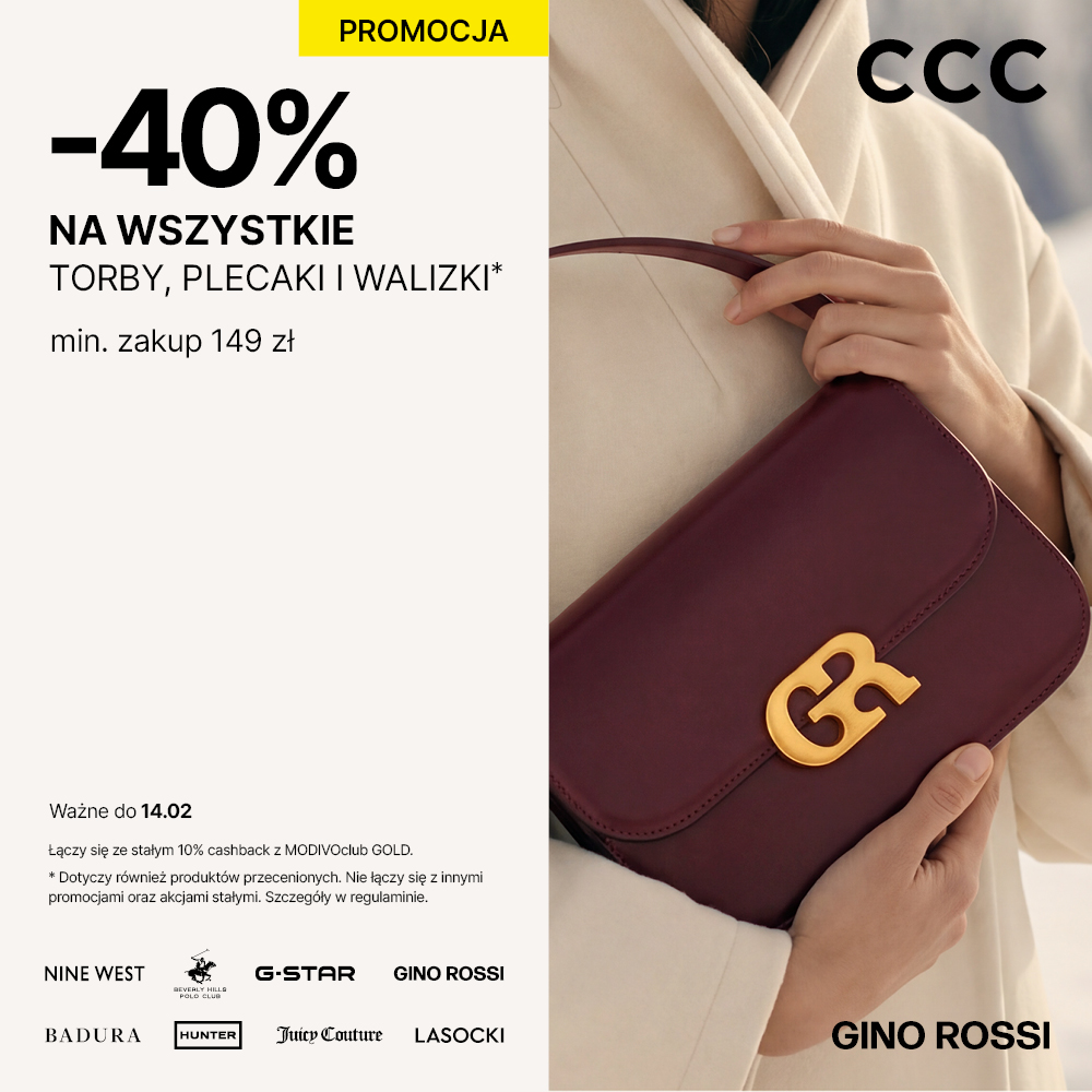 -40% na WSZSTKIE TORBY, PLECAKI, WALIZKI w CCC!