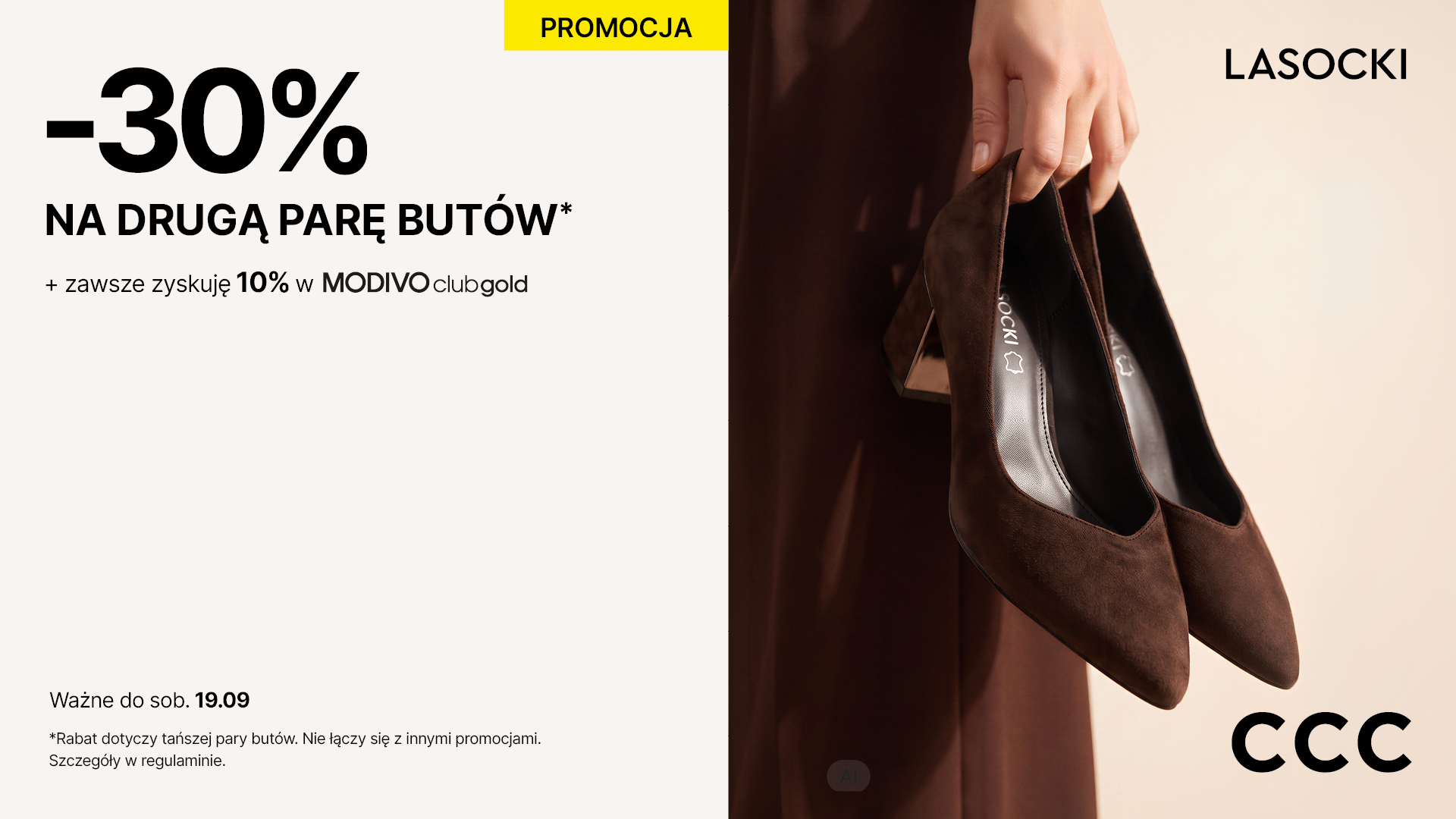 W CCC kup dwie pary obuwia i odbierz 30% rabatu na tańszą z nich!