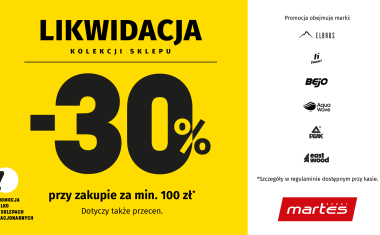 LIKWIDACJA KOLEKCJI W SKLEPACH STACJONARNYCH MARTES SPORT!